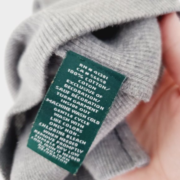 Lauren Ralph Lauren Top Ribbed Zip Shoulder Preppy Academia Cotton Grey XS - Picture 7 of 10